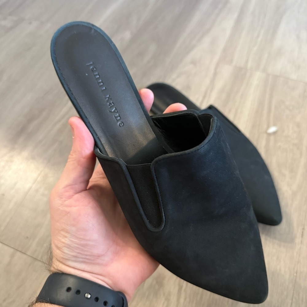 Jenni Kayne Black Suede Pointed-Toe Mule Flats - Picture 2 of 4